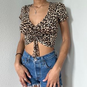 Leopard Rushed Croptop